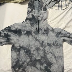 Gray-ish Tye die hoodie, with black strings  (L/G)